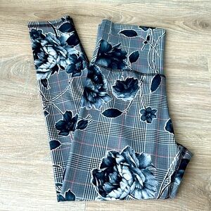 Evolution and Creation plaid floral leggings Medium EUC